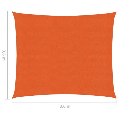 Solsejl 3,6 × 3,6 m - HDPE 160 g/m², orange firkantet