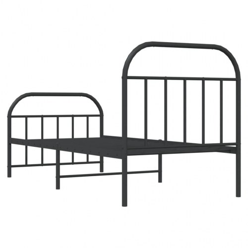 Sengeramme med sengegavl og fodgærde 90x200 cm metal sort