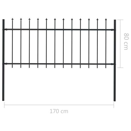 Havehegn med spydtop 1,7 x 0,8 m stål sort