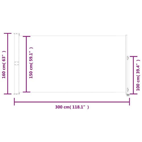 Sammenrullelig sidemarkise til terrassen 160 x 300 cm rød