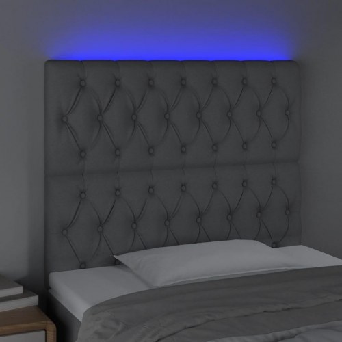 Sengegavl med LED-lys 100 x 7 x 118/128 cm - lysegrå