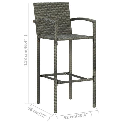 Barstole 2 stk. polyrattan grå