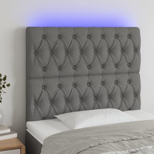 Sengegavl med LED-lys 100 x 7 x 118/128 cm - mørkegrå