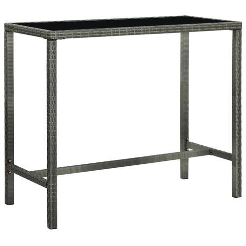 Barbord til haven 130x60x110 cm polyrattan og glas grå