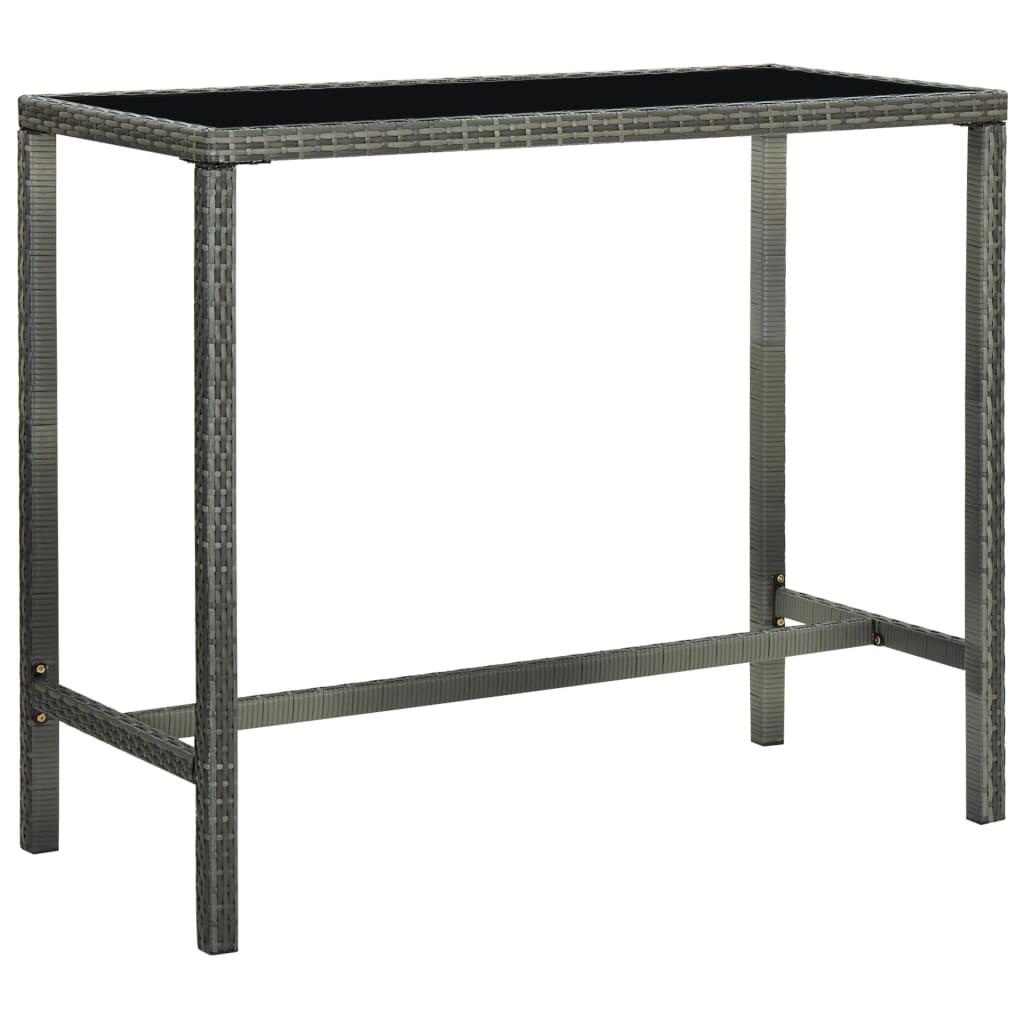 Barbord til haven 130x60x110 cm polyrattan og glas grå