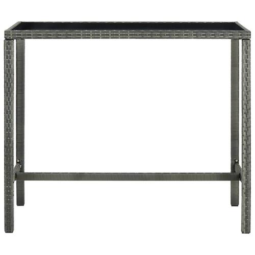 Barbord til haven 130x60x110 cm polyrattan og glas grå