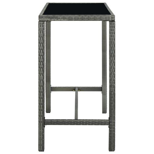 Barbord til haven 130x60x110 cm polyrattan og glas grå