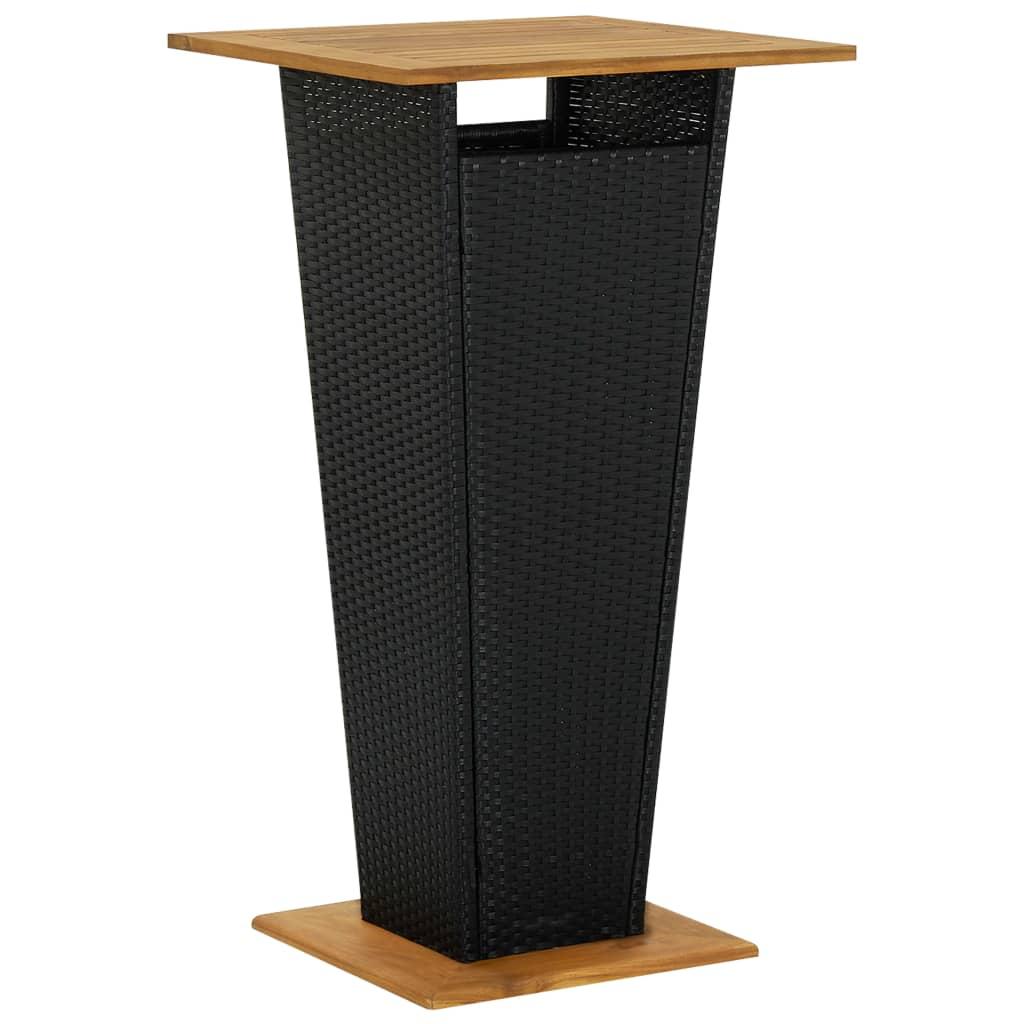 Barbord 60x60x110 Polyrattan Massivt Akacietræ Sort