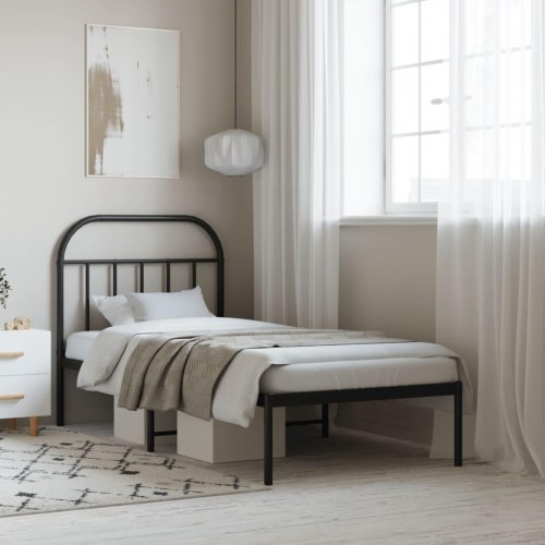 Sengeramme med sengegavl 90 x 200 cm - sort