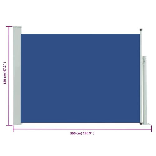 Sammenrullelig sidemarkise til terrassen 117x500 cm blå