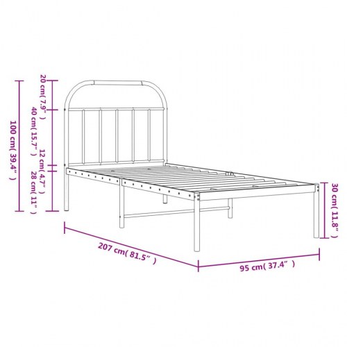 Sengeramme med sengegavl 90 x 200 cm - sort