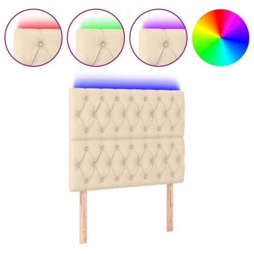 Sengegavl med LED-lys 100 x 7 x 118/128 cm - cremefarvet