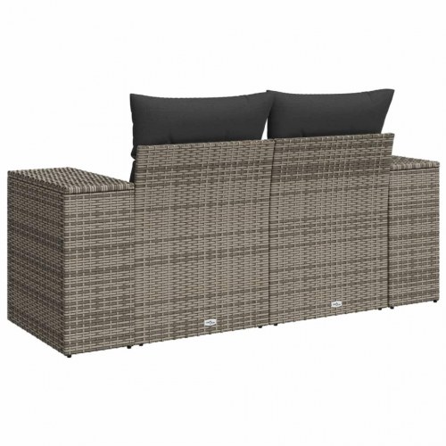 2-personers havesofa i polyrattan med hynder - grå