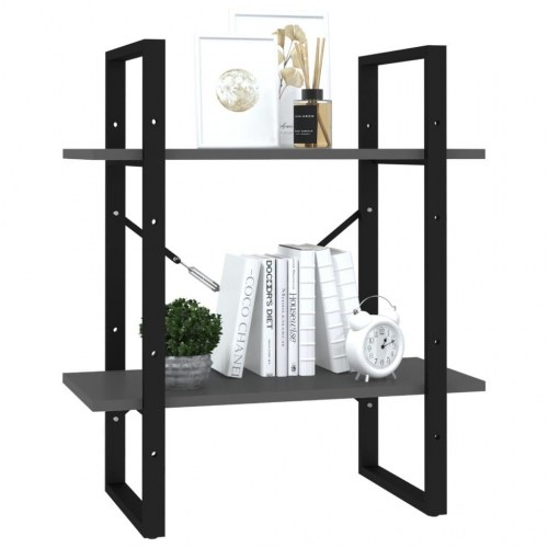 Bogreol med 2 hylder 60×30×70 cm - konstrueret træ, grå