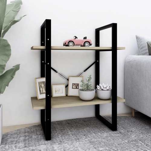 Bogreol med 2 hylder 60×30×70 cm i sonoma-eg - industrielt reolsystem
