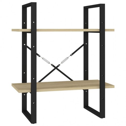 Bogreol med 2 hylder 60×30×70 cm i sonoma-eg - industrielt reolsystem
