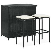 Barsæt 3 dele polyrattan sort