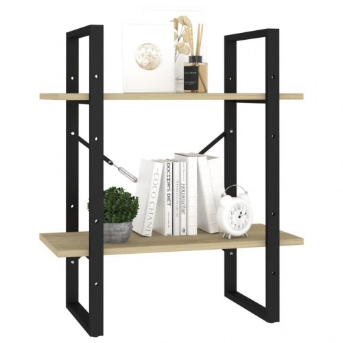 Bogreol med 2 hylder 60×30×70 cm i sonoma-eg - industrielt reolsystem