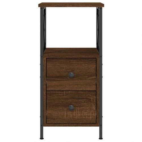 Sengeborde 2 stk. 34x35,5x70 cm konstrueret træ brunt egetræ