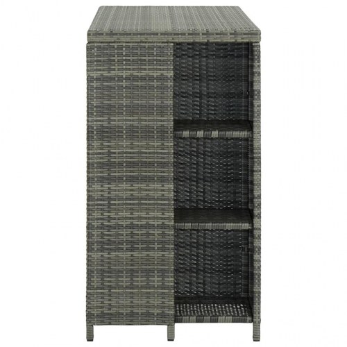 Barbord med opbevaringsstativ 120×60×110 cm i grå polyrattan