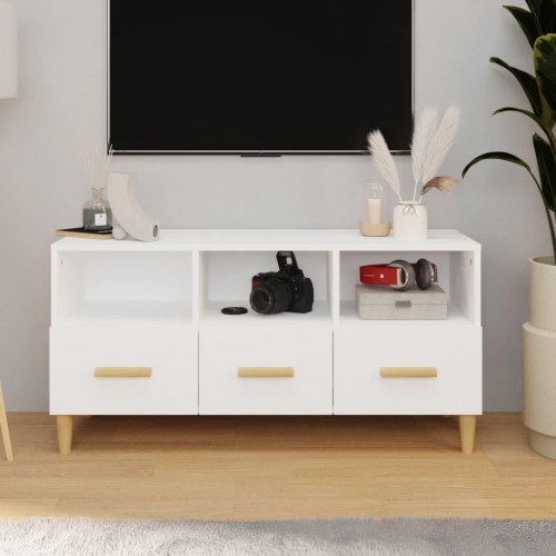 Tv-bord i hvidt konstrueret træ - 102 × 36 × 50 cm