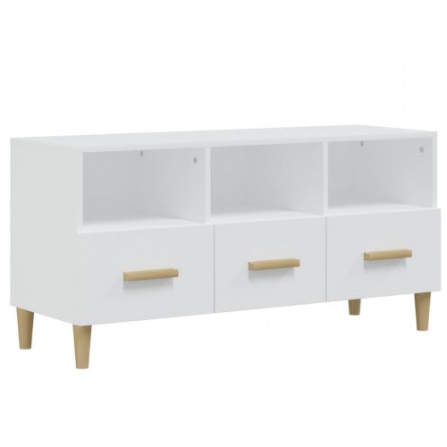 Tv-bord i hvidt konstrueret træ - 102 × 36 × 50 cm