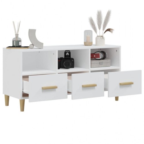 Tv-bord i hvidt konstrueret træ - 102 × 36 × 50 cm