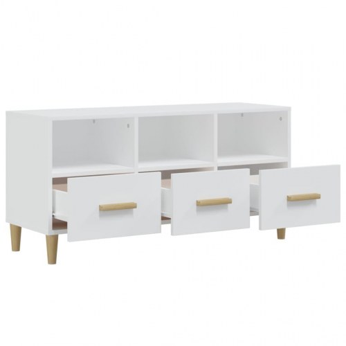 Tv-bord i hvidt konstrueret træ - 102 × 36 × 50 cm