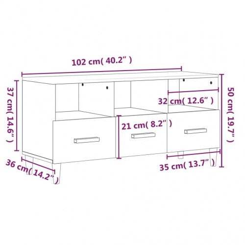 Tv-bord i hvidt konstrueret træ - 102 × 36 × 50 cm