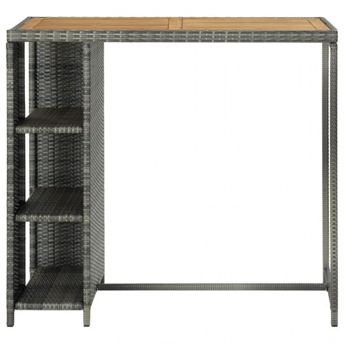 Barbord med opbevaring i polyrattan - grå, 120×60×110 cm