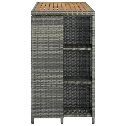 Barbord med opbevaring i polyrattan - grå, 120×60×110 cm