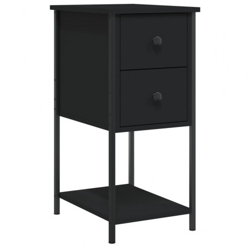 Sengeborde 2 stk. - 32 × 42 × 70 cm i sort konstrueret træ