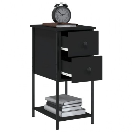 Sengeborde 2 stk. - 32 × 42 × 70 cm i sort konstrueret træ