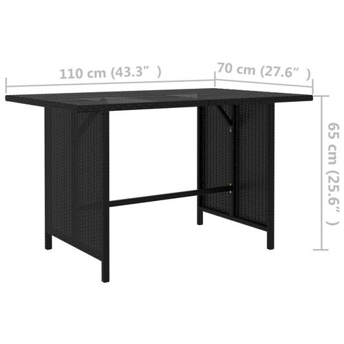 Havebord 110x70x65 cm polyrattan sort