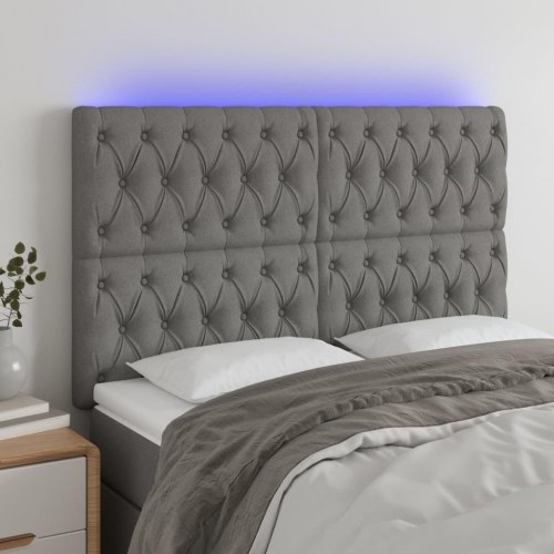 Sengegavl med LED-lys 160 x 7 x 118/128 cm - mørkegrå
