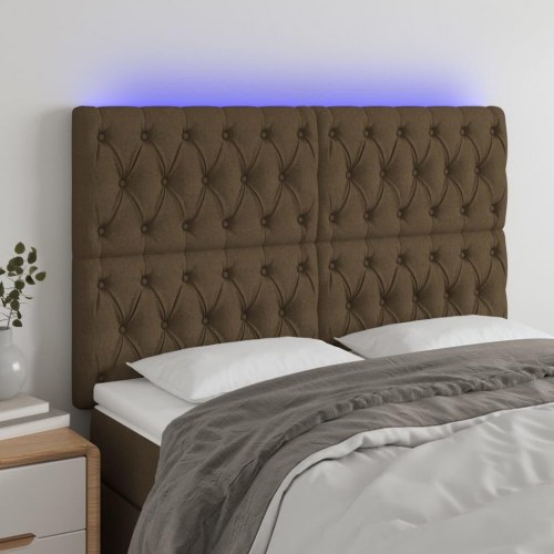 Sengegavl med LED-lys 160 x 7 x 118/128 cm - mørkebrun