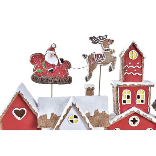 Julepynt Hus Hvid Rød Harpiks 41 x 7,5 x 27 cm