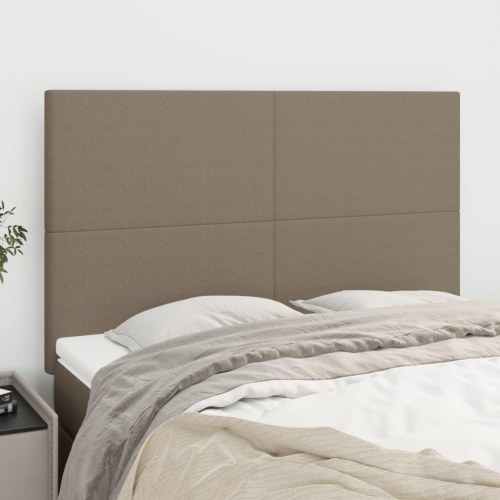 Sengegavl i taupe stof - 144 x 5 x 118/128 cm