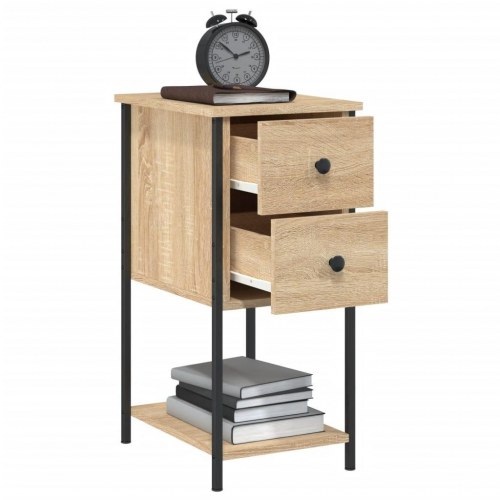 Sengeborde 2 stk. i sonoma-eg - 32×42×70 cm, konstrueret træ og jern