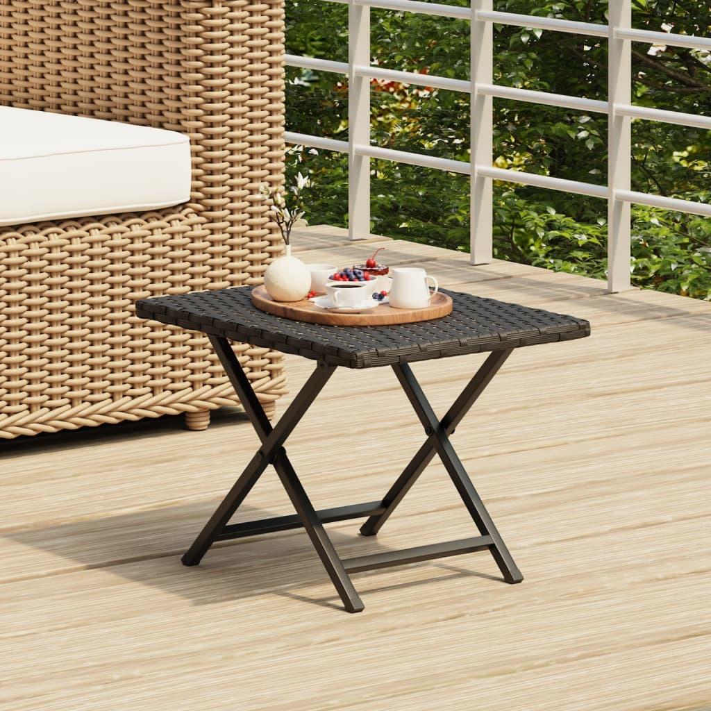 Foldbart bord 45x35x32 cm polyrattan sort