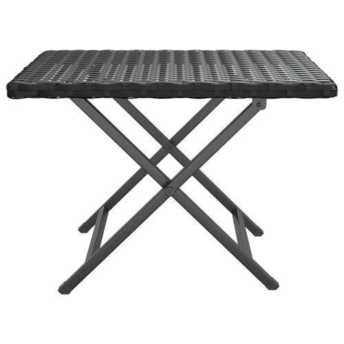 Foldbart bord 45x35x32 cm polyrattan sort