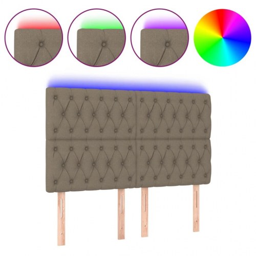 Sengegavl med LED-lys 160 x 7 x 118/128 cm - gråbrun