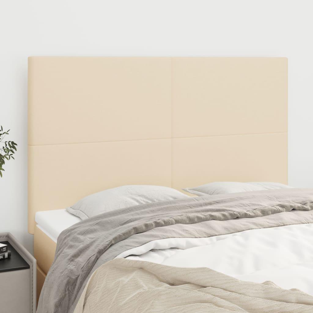 Sengegavle 80X5X78/88 Cm Stof Farvet Creme - Høj / 144 cm