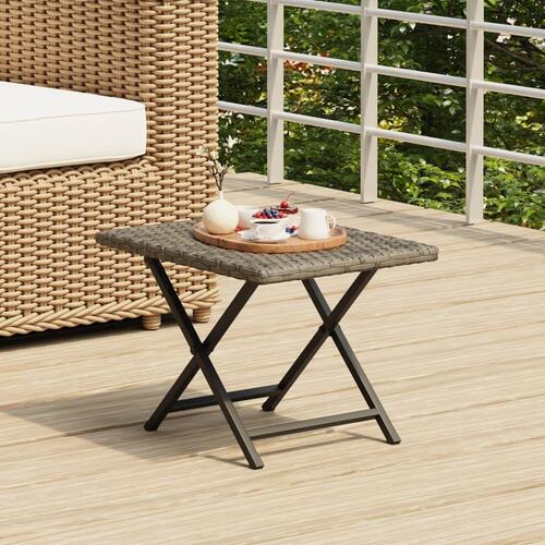 Foldbart bord 45x35x32 cm polyrattan grå