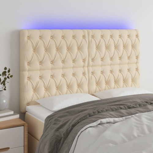 Sengegavl med LED-lys 160 x 7 x 118/128 cm - cremefarvet