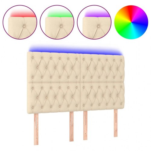 Sengegavl med LED-lys 160 x 7 x 118/128 cm - cremefarvet