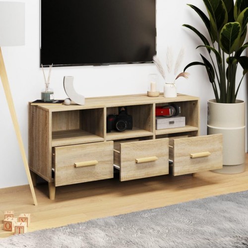 TV-bord 102×36×50 cm i konstrueret træ - sonoma-eg