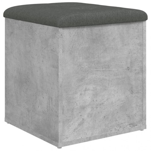 Skobænk/opbevaringsbænk 42×42×45 cm - konstrueret træ, betongrå med mørkegrå hynde
