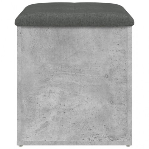 Skobænk/opbevaringsbænk 42×42×45 cm - konstrueret træ, betongrå med mørkegrå hynde
