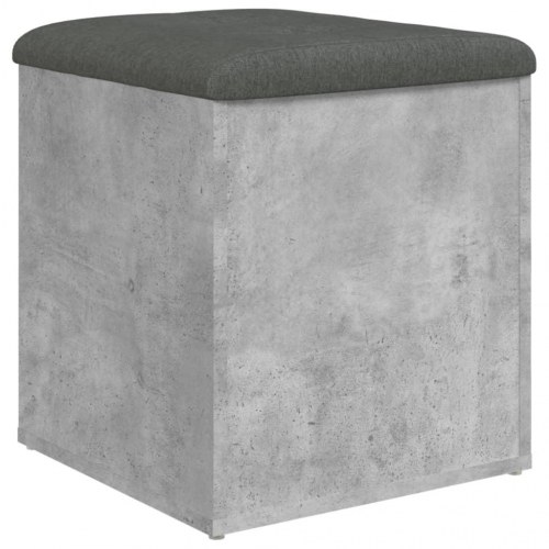Skobænk/opbevaringsbænk 42×42×45 cm - konstrueret træ, betongrå med mørkegrå hynde